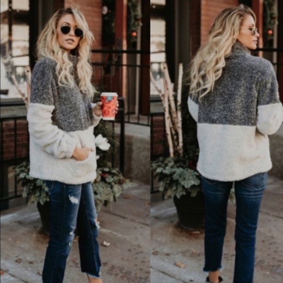 ⭕️ LAST 1⭕️🍁 CHARCOAL GRAY FUZZY PULLOVER NWT🍁 - Picture 5 of 8